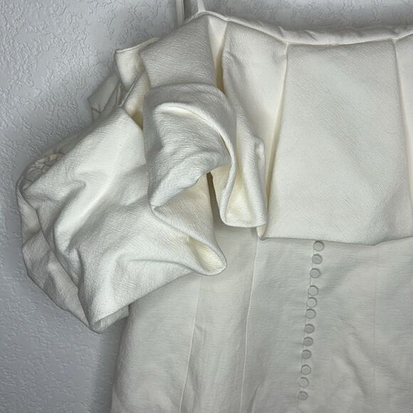 NWT SIMKHAI Puffed Off-The-Shoulder Minidress Natural White Size 10 - Picture 4 of 12